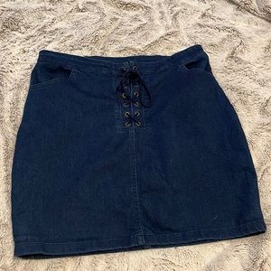 Jean Lace Up Skirt